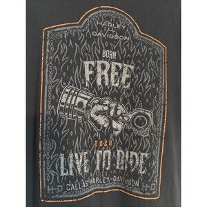 2020 Harley Davidson Dallas TX Born Free Live to Ride Black XL T-shirt FLAW
